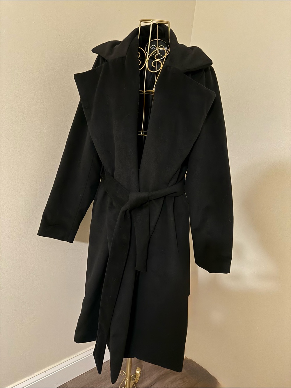 Fashion Nova Black Wrap Trench Coat with Self Tie